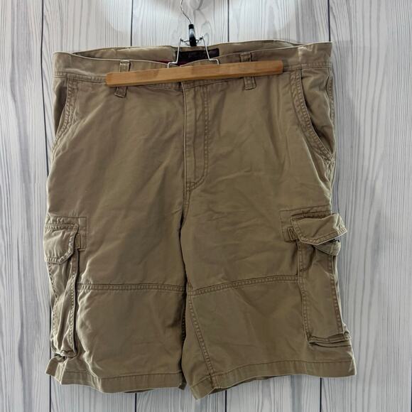 Old Navy Surplus Cargo Shorts Mens 36 khaki Button Pockets Baggy Skater Y2k - Picture 1 of 7